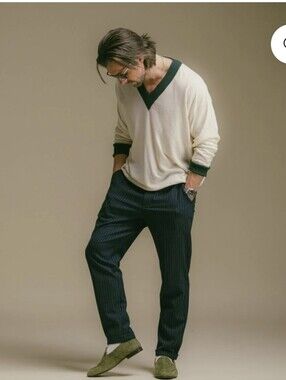 Del Toro Men’s Vintage V-neck  Sweater - Made in Italy